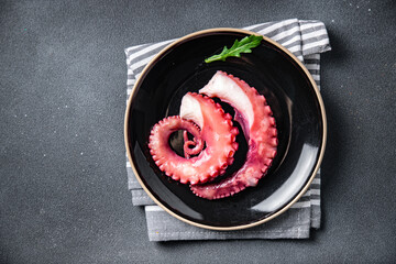 octopus food fresh seafood plate meal food snack on the table copy space food background rustic top view