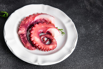 octopus food fresh seafood plate meal food snack on the table copy space food background rustic top view