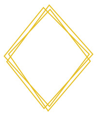 Yellow polygonal frame. Geometric thin line diamond shape