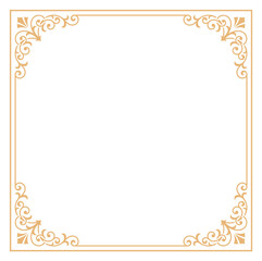 Luxury golden border. Vintage frame with decorative foliage