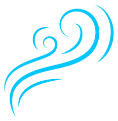 Blue air motion lines. Wind symbol. Steam sign