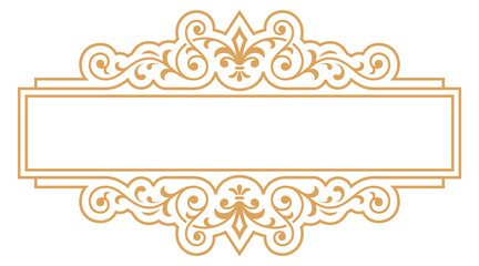 Golden rectangular monogram template. Premium line ornament