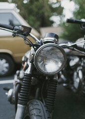 Closeup of vintage motorcycle