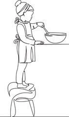 little girl preparing food