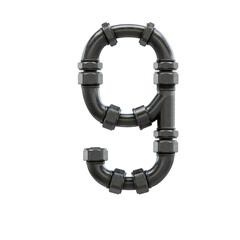 Chromium Pipes 3D Alphabet or Lettering PNG Graphics