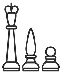 Chess pieces linear icon. Game figures symbol