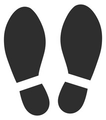 Human step mark logo. Black footprint icon