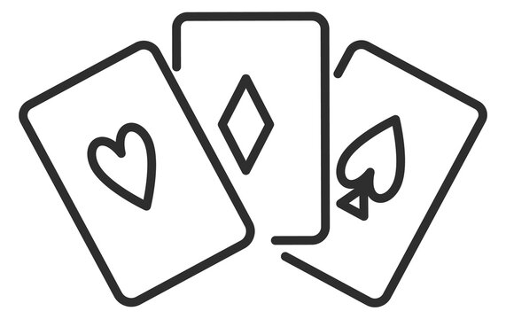 Playing cards line icon. Poker game symbol