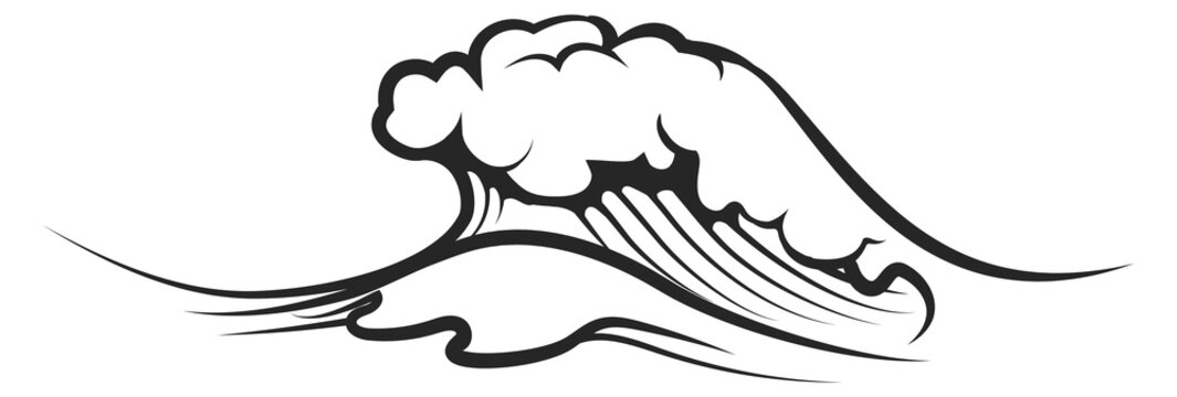Ocean wave logo. Sea water line drawing icon