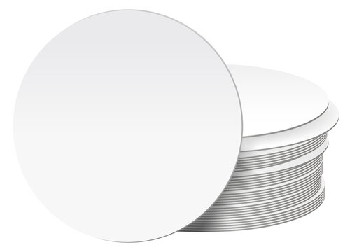 Round paper coaster stack. Realistic blank mockup