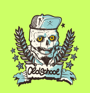 Old School Vector Illustration. Print for T-Shirt, Clothes, Tattoo, Logo, Poster and Other Uses