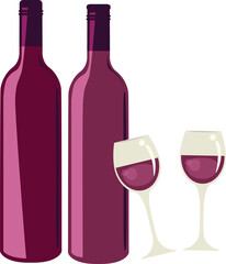 Colorful design with bottles and glasses, Transparent background