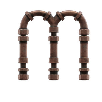 Copper Pipes 3D Alphabet or Lettering PNG Graphics