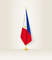 Philippines flag on a flag stand.