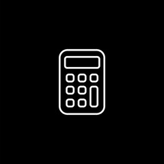 Calculator line icon isolated on black background