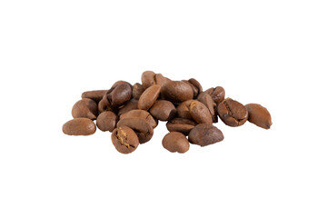 Aromatic roasted coffee beans isolated on a transparent background
