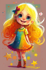 Obraz na płótnie Canvas A Delightful Digital Art Character with Yellow Hair and a Playful Smile _Generative AI