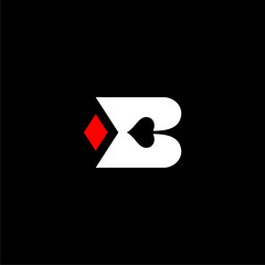 B poker card logo design