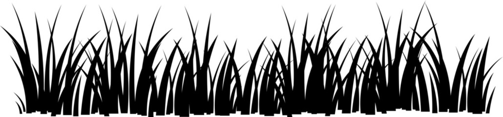 Cartoon silhouette grass leaves clip art