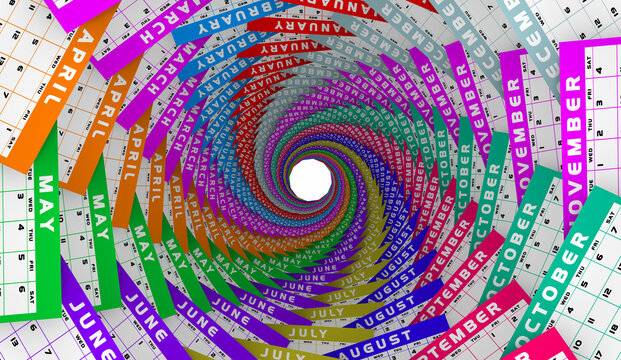 Calendars Months Spiral Time Passing Schedule 3d Illustration