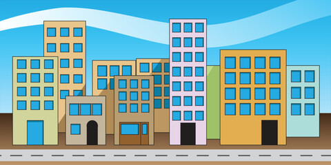 building city with windows flat design