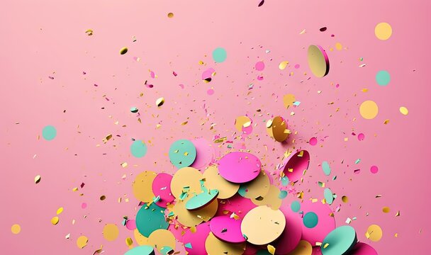  a pink background with confetti and confetti on the bottom of the image and confetti on the bottom of the image.  generative ai