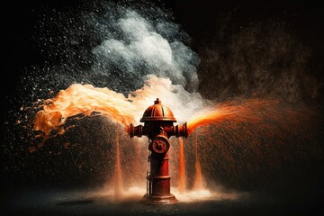 image of fire sprinkler. Fire Sprinkler spraying. Generative AI - obrazy, fototapety, plakaty