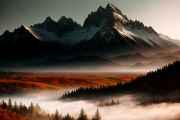 Obraz premium mountain concept art illustrtion. Generative ai.