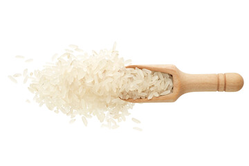 White rice in a wooden spoon