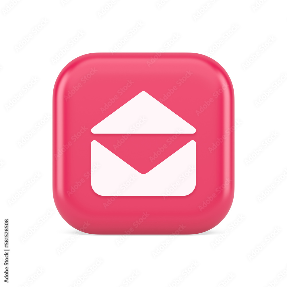 Poster email open envelope letter received incoming message button 3d realistic icon