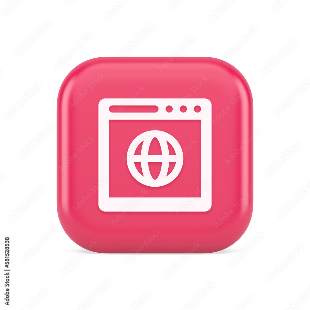 Aufkleber browser website internet searching online connection button web page information 3d icon