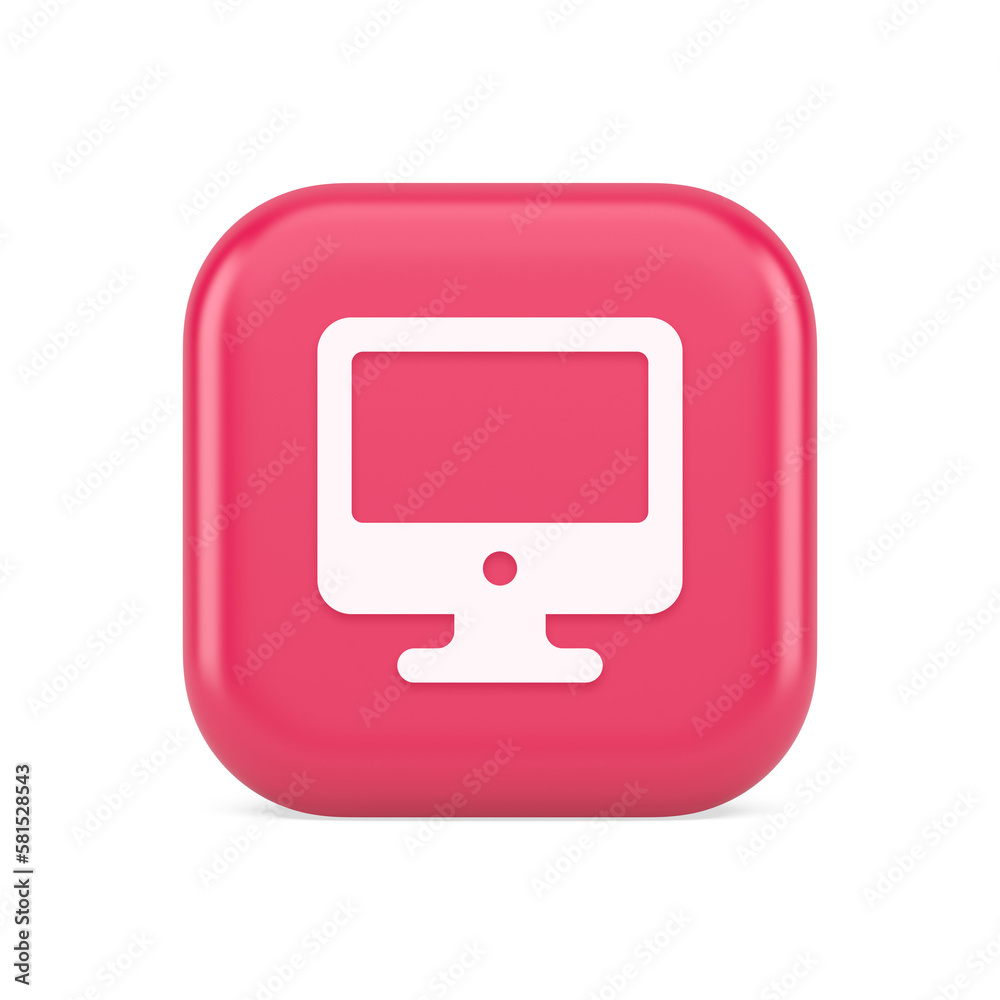 Poster computer monitor connection button cyberspace digital technology 3d realistic icon