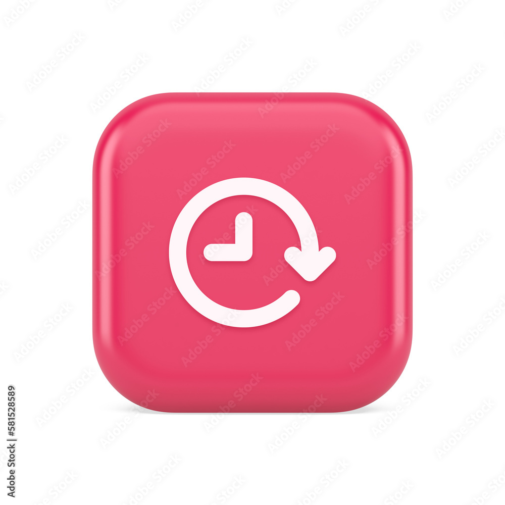 Poster clock in circle arrow button time countdown deadline chronometer 3d realistic icon