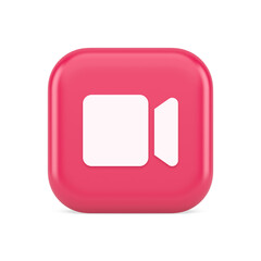 Fototapeta na wymiar Camera photo video shooting multimedia content creation pink button 3d realistic icon