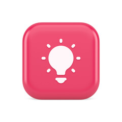 Light bulb illuminated innovation idea button brainstorming creative solution 3d icon