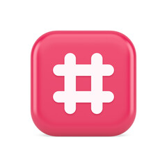 Obraz premium Hashtag button social network media communication symbol internet message key 3d icon