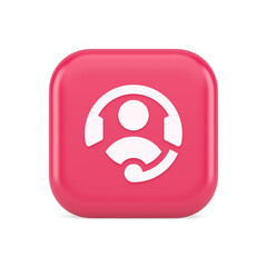 Customer support helpdesk assistance button call helpline connection 3d realistic icon