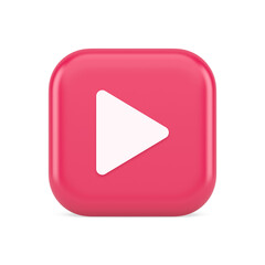Play button triangle right arrow multimedia content player web app design 3d realistic icon