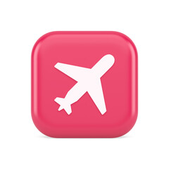 Airplane plane travel button flying vehicle commercial jet navigation 3d realistic icon