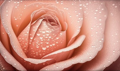  a close up of a pink rose with water droplets on it's petals and a pink background with a black border around the center.  generative ai