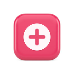 Obraz premium Plus add button mathematical addition symbol 3d realistic icon