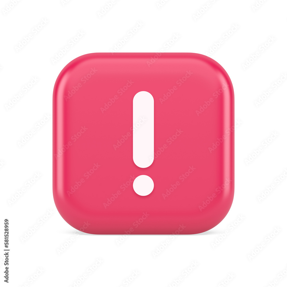 Wall mural exclamation mark keyboard button important attention point cyberspace communication 3d icon