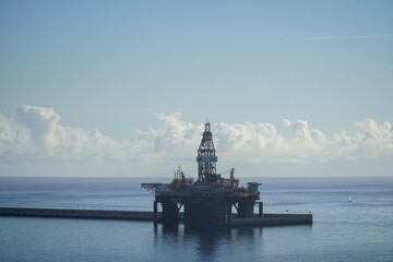 Oil platform in sea port under maintenance