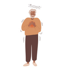 Panic attack and disorders concept. Senior Adult, Old Black Man got panic attack, mental illness