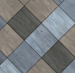 Carrelage gris, bleu et beige en forme de mosa&iuml;que carr&eacute;, Generative AI