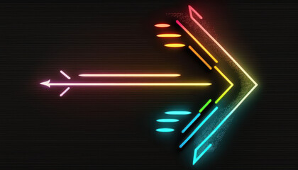 neo light arrow 3d with dark background Generative AI, Generativ, KI