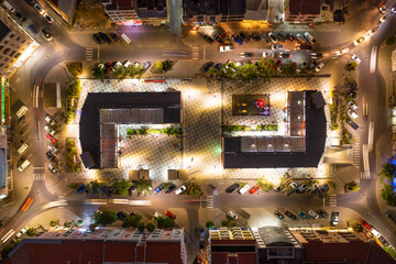 Night aerial view of Praça Center in Praia city in Santiago in Cape Verde Islands (Cabo Verde)