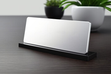 Blank table top desk nameplate for a home or office setting. Generative AI