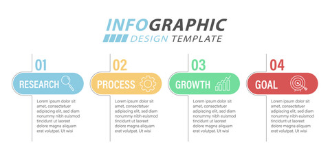 Infographic design template. Timeline concept with 4 options or steps template. layout, diagram, annual, roket, start up, report, presentation. Vector illustration.	