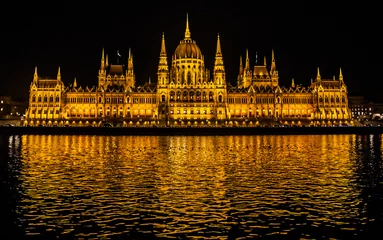 Papier Peint photo autocollant Budapest Parlement de Budapest de nuit